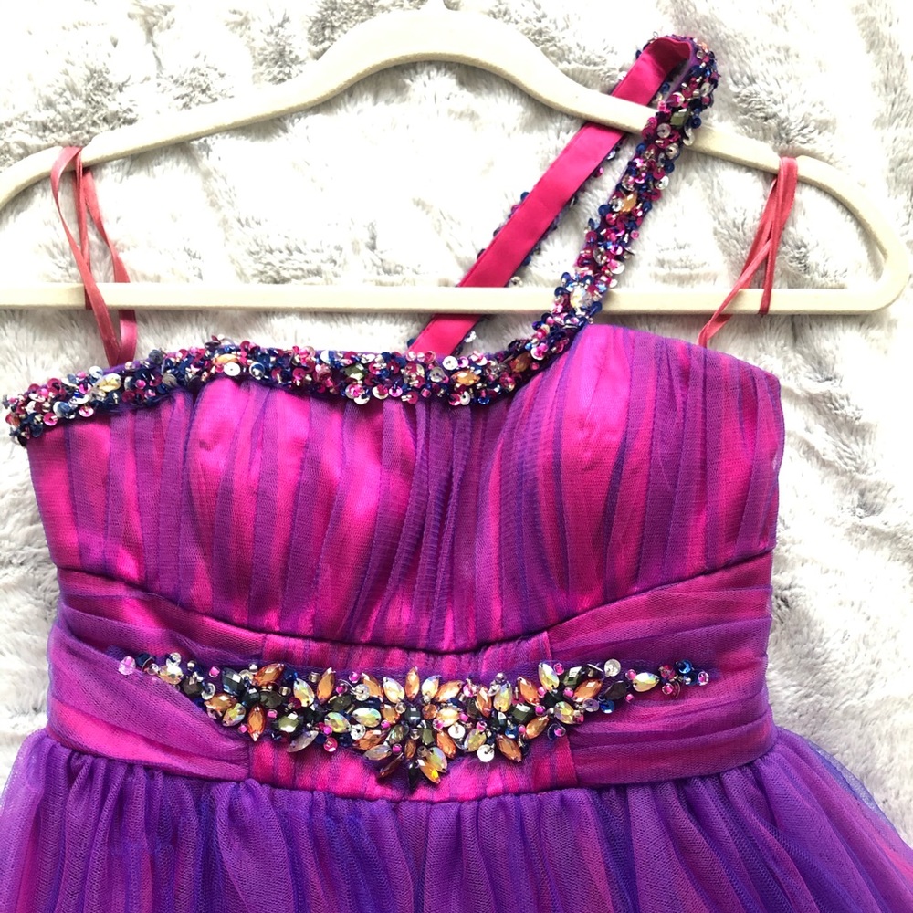 Jump Apparel Pink & Purple Short Party Dress - Picture 7 of 8